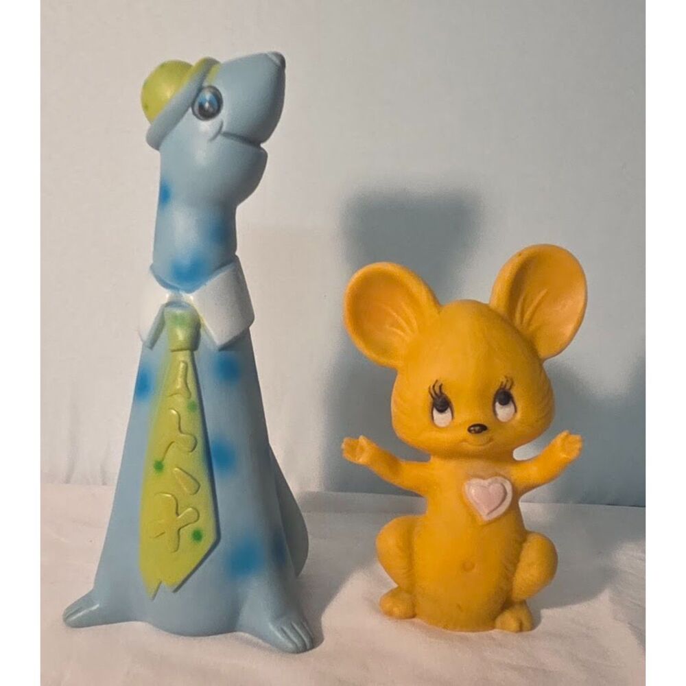 Vintage 1975 Animal Rubber Squeak Toy Lot